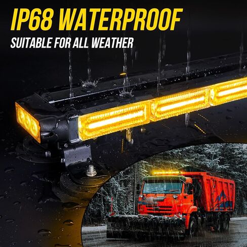 34inch 166 LED Emergency Rooftop Strobe Lights Bar Flashing Safety Traffic Advisor Warning Hazard Snow Plow Light W/Magnet Base for Work Trucks Vehicles Construction Tow Pickup Amber White in Saudi Arabia