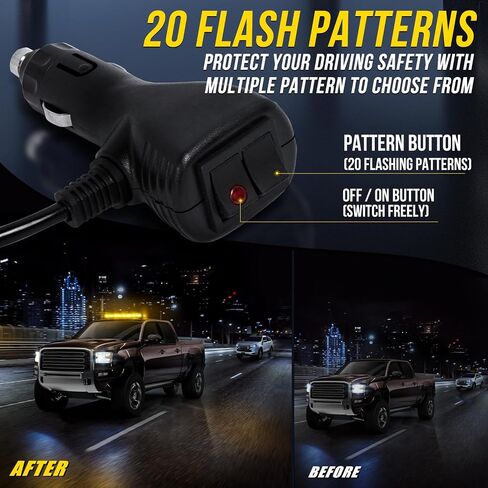 34inch 166 LED Emergency Rooftop Strobe Lights Bar Flashing Safety Traffic Advisor Warning Hazard Snow Plow Light W/Magnet Base for Work Trucks Vehicles Construction Tow Pickup Amber White in Saudi Arabia