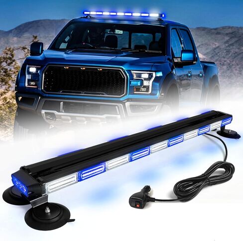 42" Roof Top Strobe Light Bar Amber White Emergency Traffic Advisor Lights, Double Side Warning Safety Flashing w/Magnetic Mount for Construction Vehicles Plow Trucks Pickup, Amber/White in Saudi Arabia