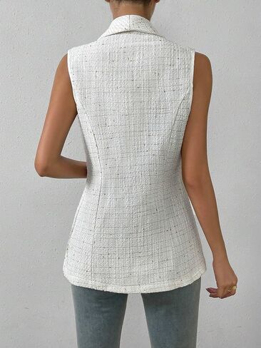 GORGLITTER Women's Shawl Collar Open Front Vest Blazer Sleeveless Work Office Blazer Outerwear in Saudi Arabia