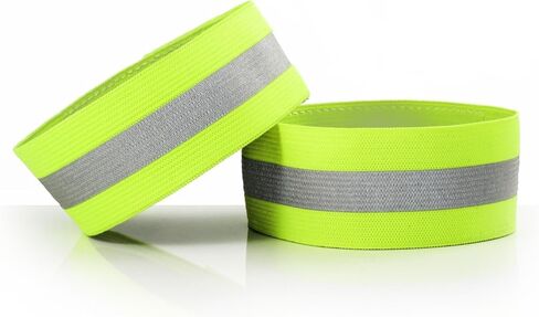 CSYSX (عبوة من 2) أساور معصم عاكسة عالية الوضوح لركوب الدراجات والجري والذراع وأشرطة الكاحل وأشرطة الساق وكمشبك أساور للدراجة in Kuwait