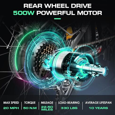 Vivi Electric Bike, 20" Folding Electric Bike 500W Ebikes for Adult, Foldable Ebike with 48V Removable Battery, Professional 7 Speed Adult Electric Bicycle Commuter Bike Full Suspension Cruise Control in Kuwait