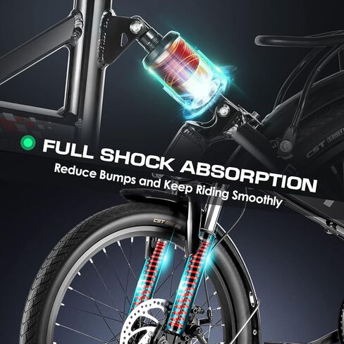 Vivi Electric Bike, 20" Folding Electric Bike 500W Ebikes for Adult, Foldable Ebike with 48V Removable Battery, Professional 7 Speed Adult Electric Bicycle Commuter Bike Full Suspension Cruise Control in Kuwait