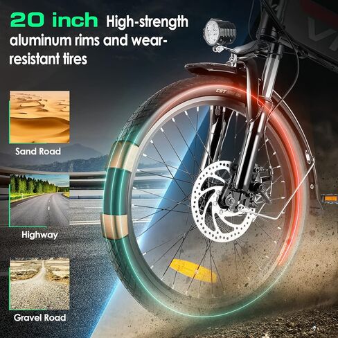 Vivi Electric Bike, 20" Folding Electric Bike 500W Ebikes for Adult, Foldable Ebike with 48V Removable Battery, Professional 7 Speed Adult Electric Bicycle Commuter Bike Full Suspension Cruise Control in Kuwait