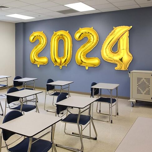 2024 Graduation Decorations Balloons,40inch Gold Foil Number Balloons Large 2024 Mylar Balloons for Class Festival Celebrations Holiday Home Birthday Anniversary Wedding Baby Shower Party Supplies in Saudi Arabia
