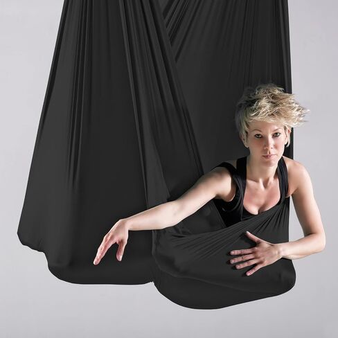 5.5 Yards Aerial Silks Aerial Yoga Hammock Kit Yoga Swing Set Anti-Gravity Flying for Fitness, Low Non Stretch Nylon Fabric Hardware Included for Dance in Saudi Arabia