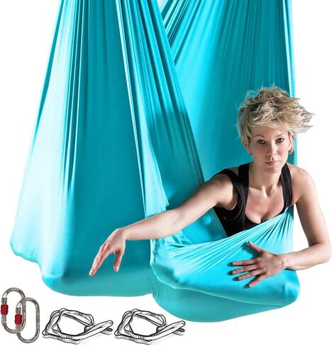 5.5 Yards Aerial Silks Aerial Yoga Hammock Kit Yoga Swing Set Anti-Gravity Flying for Fitness, Low Non Stretch Nylon Fabric Hardware Included for Dance in Saudi Arabia