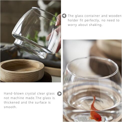 MITINE Wooden Support Transparent Glass vase Green Dill hydroponic Plant Ecological Fish Tank Simple Desktop Flower Arrangement, Candy Bowl Storage Container in Saudi Arabia
