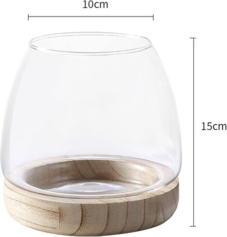 MITINE Wooden Support Transparent Glass vase Green Dill hydroponic Plant Ecological Fish Tank Simple Desktop Flower Arrangement, Candy Bowl Storage Container in Saudi Arabia