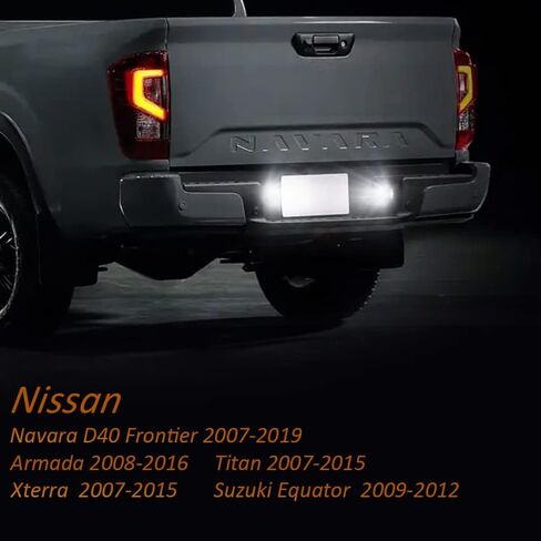 غطاء فضي للوحة ترخيص Bestview، استبدال مجموعة مصابيح العلامات متوافق مع Nissan Frontier Armada Titan Xterra، شاحنة بيك اب سوزوكي خط الاستواء، ضوء علامة المصابيح البيضاء 6500K in Kuwait