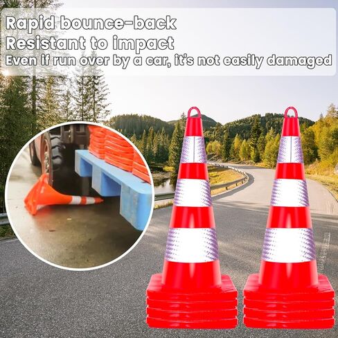 Zonegrace 6 Pack Traffic Safety Cones 36 inch with Reflective Collars, PVC Orange Safety Parking Cones for Traffic Control,Driveway,Road,Street, Free Yellow Caution Tape 3-inch x 1000 feet in Kuwait
