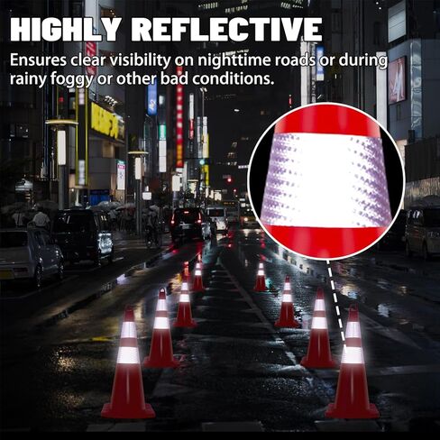 Zonegrace 6 Pack Traffic Safety Cones 36 inch with Reflective Collars, PVC Orange Safety Parking Cones for Traffic Control,Driveway,Road,Street, Free Yellow Caution Tape 3-inch x 1000 feet in Kuwait