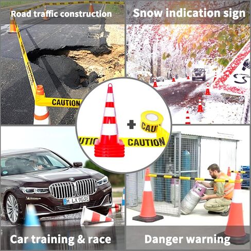 Zonegrace 6 Pack Traffic Safety Cones 36 inch with Reflective Collars, PVC Orange Safety Parking Cones for Traffic Control,Driveway,Road,Street, Free Yellow Caution Tape 3-inch x 1000 feet in Kuwait
