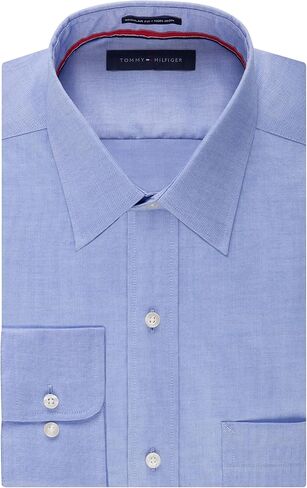 Tommy Hilfiger Men's Dress Shirt Regular Fit Non Iron Solid, Blue, 17" Neck 34"-35" Sleeve in Saudi Arabia