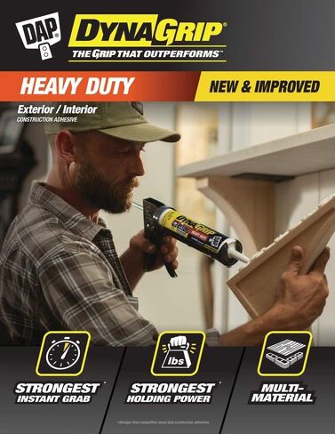 DAP 9Oz 27509 10 Oz DynaGrip Heavy Duty Exterior & Interior Construction Adhesive, 9 oz, Off- White in Saudi Arabia