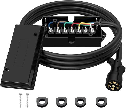 Aila Heavy Duty 7 Pin Trailer Wiring Harness, 6ft 7-Way Plug Cable for Brake & Light Control, Ideal for RVs, Trailers, Campers, and Towed Vehicles [10-14AWG] in Saudi Arabia