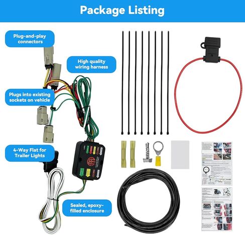 مجموعة أدوات أسلاك سحب المقطورة ذات 4 دبابيس، متوافقة مع Ford Bronco Select 2021 2022 2023 (مع مصابيح خلفية LED)، مجموعة أدوات أسلاك المقطورة ذات 4 اتجاهات، استبدال 56468 in Kuwait