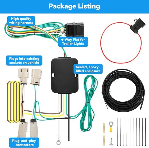 مجموعة أدوات أسلاك سحب وصلة المقطورة ذات 4 دبابيس، متوافقة مع Ford Bronco Select 2021 2022 2023 (بدون مصابيح خلفية LED)، مجموعة أدوات أسلاك المقطورة رباعية الاتجاهات، استبدال 56471 118867 in Kuwait