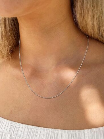 قلادة سلسلة من الفضة الإسترلينية 925 من FaithHeart للنساء 1.3/1.8 مم على شكل صندوق دائري سلسلة أنيقة وقوية للنساء مع موسع 16/18/20/22/24 بوصة in Kuwait