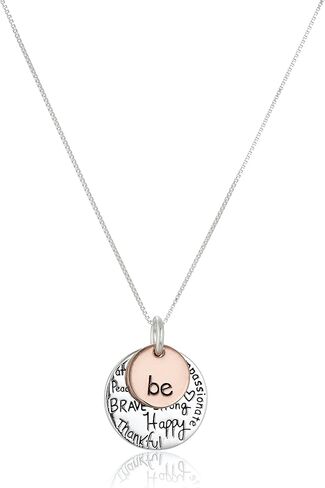 Amazon Essentials Two-Tone Sterling Silver "Be" Graffiti Charm Necklace, 18" (previously Amazon Collection) in Saudi Arabia