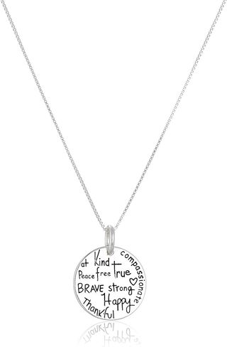 Amazon Essentials Two-Tone Sterling Silver "Be" Graffiti Charm Necklace, 18" (previously Amazon Collection) in Saudi Arabia