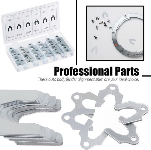 144Pcs 1/64" 1/32" 1/16" 1/8" Auto Alignment Body Shim Assortment Set with Storage Box, Universal for Adjusting Body Parts or Camber in Saudi Arabia