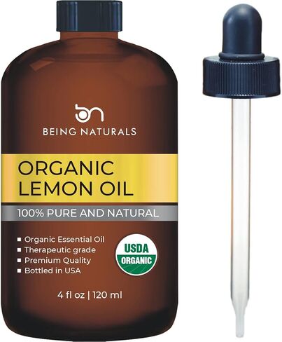 Organic Lemon Essential Oil - Huge 4 FL OZ - 100% Pure & Natural – Premium Natural Oil with Glass Dropper (Lemon Oil) in Saudi Arabia