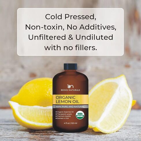 Organic Lemon Essential Oil - Huge 4 FL OZ - 100% Pure & Natural – Premium Natural Oil with Glass Dropper (Lemon Oil) in Saudi Arabia