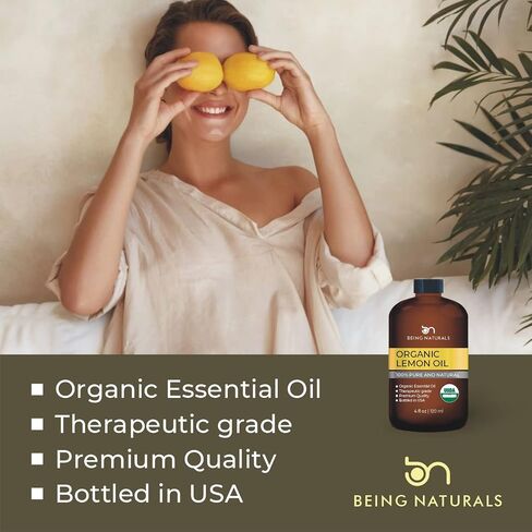 Organic Lemon Essential Oil - Huge 4 FL OZ - 100% Pure & Natural – Premium Natural Oil with Glass Dropper (Lemon Oil) in Saudi Arabia