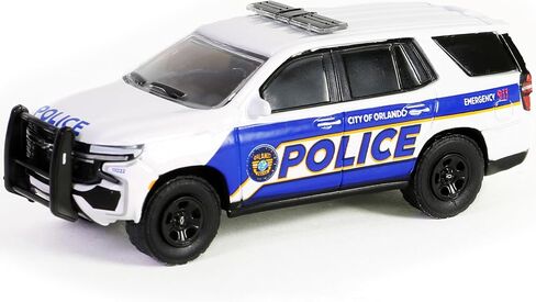 2022 Chevy Tahoe Police Pursuit Vehicle (PPV) White with Blue Stripes City of Orlando Police - Orlando, Florida Hot Pursuit Series 45 1/64 Diecast Model Car by Greenlight 43030E in Saudi Arabia