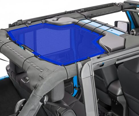 Alien Sunshade Jeep Wrangler JKU (2007-2018) – Rear Half Mesh Sun Shade for Jeep JK Unlimited - Blocks UV, Wind, Noise - Bikini Jkini Top Cover for Sport, Sport S, Sahara, Rubicon (Blue) in Saudi Arabia