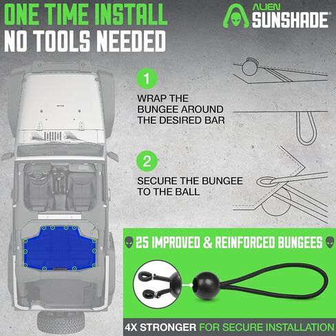 Alien Sunshade Jeep Wrangler JKU (2007-2018) – Rear Half Mesh Sun Shade for Jeep JK Unlimited - Blocks UV, Wind, Noise - Bikini Jkini Top Cover for Sport, Sport S, Sahara, Rubicon (Blue) in Saudi Arabia