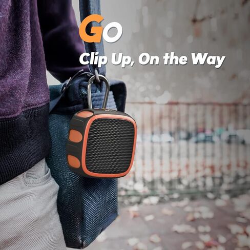 DOSS Waterproof Bluetooth Speaker with Big Sound, 22H Playtime, IP67 Waterproof and Dustproof, Durable Carabiner, Portable Outdoor Speaker with Clip for Beach, Pool, Camping, Hiking, Shower-Brown in Saudi Arabia