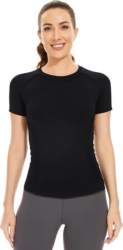 MathCat Workout Tops for Women Short Sleeve,Seamless Workout Shirts for Women, Yoga Athletic Shirts Gym Running Shirts in Kuwait