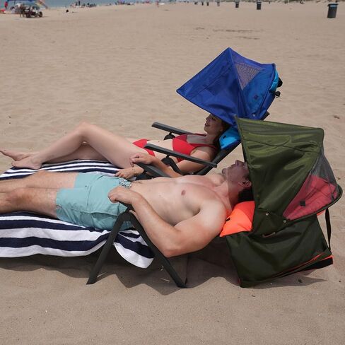 The Sunshade Pillow/Windproof Beach Sun Shelter, Portable Face Shade Canopy Umbrella, UV Sun Protection Headrest Tent, Breathable Tear-Resistant Waterproof (Pink/White) in Saudi Arabia