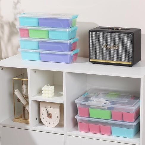 novelinks 10 QT Clear Plastic Dividing Storage Box with 11 Compartments Removable Storage Bin with Lid - Plastic Craft Storage Organizer Storage Compartment Container (2 Pack-10 QT) in Saudi Arabia