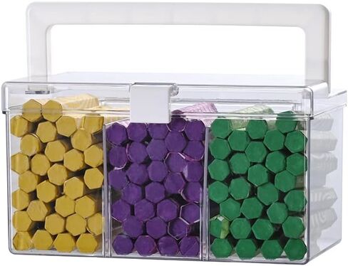 BangQiao Clear Small Plastic Storage Box with Handle, Hinged Lid and 3 Adjustable Compartments, Portable Organizer Case for Sewing, Stationery, Chalk, Art&Craft Supplies, Makeup, First Aid Kit in Kuwait