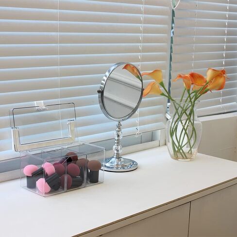 BangQiao Clear Small Plastic Storage Box with Handle, Hinged Lid and 3 Adjustable Compartments, Portable Organizer Case for Sewing, Stationery, Chalk, Art&Craft Supplies, Makeup, First Aid Kit in Kuwait