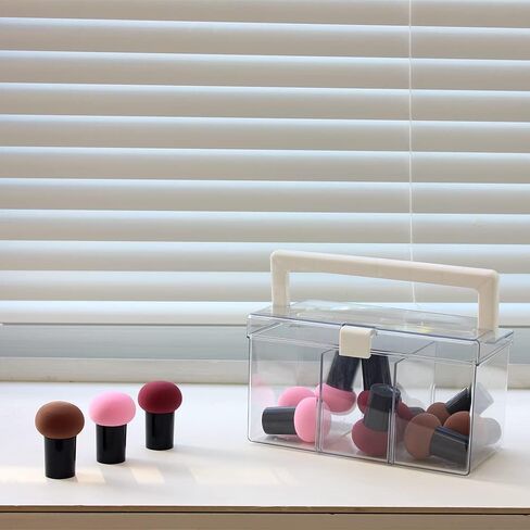 BangQiao Clear Small Plastic Storage Box with Handle, Hinged Lid and 3 Adjustable Compartments, Portable Organizer Case for Sewing, Stationery, Chalk, Art&Craft Supplies, Makeup, First Aid Kit in Kuwait