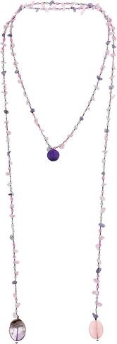 AeraVida Long Lariat Wrap Multi-Wear Pink Glass & Purple Mix Stones Beaded Necklace | Long Beaded Wrap Necklace for Women | Purple and Pink Bead Necklaces | Cotton Wrap Rope Necklace in Saudi Arabia