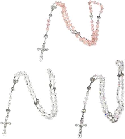 كريستال حبة مسبحة كاثوليكية قلادة الصليب قلادة المختنق القلائد الدينية سلسلة طويلة الصلاة حلية مجوهرات هدية ، in Kuwait