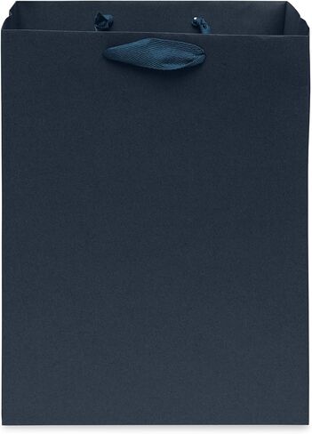 Kraft Gift Bags - 50 Pack 10.5x3x8.25 Medium Designer Shopping Bags with Ribbon Handles, Brown Gift Bags for Boutiques, Small Business, Merchandise, Apparel, Birthday, Parties, Events, Bulk in Kuwait