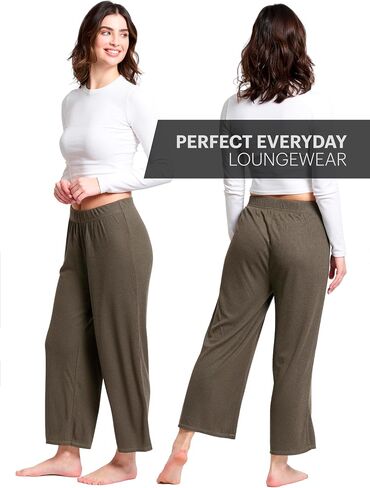 Mad Dog Lounge Pants for Women, Comfy Loose Fitting Wide Leg Cropped Capris Ladies House Pants - Elastic Casual & Comfortable in Saudi Arabia