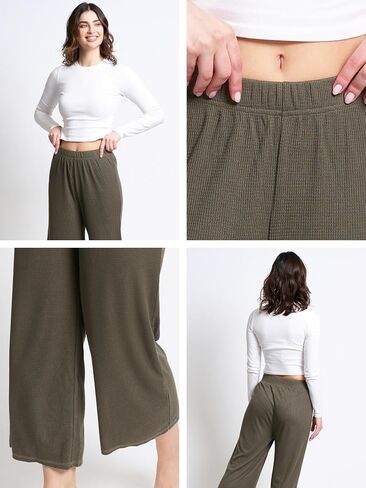 Mad Dog Lounge Pants for Women, Comfy Loose Fitting Wide Leg Cropped Capris Ladies House Pants - Elastic Casual & Comfortable in Saudi Arabia