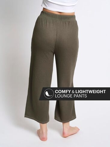 Mad Dog Lounge Pants for Women, Comfy Loose Fitting Wide Leg Cropped Capris Ladies House Pants - Elastic Casual & Comfortable in Saudi Arabia