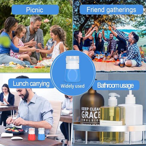 Squeeze Salad Dressing Bottles with Cleaning Brush | Portable Sauce Bottles Condiment Bottles | Dressing to Go for Lunch | 2 OZ, Set of 4 | Food-grade Silicone, BPA Free in Kuwait