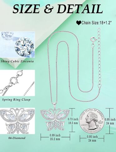 Butterfly Jewelry Set-925 Sterling Silver Pendant Necklace Butterfly Dangle Earrings with Birthstone Cubic Zirconia in Kuwait