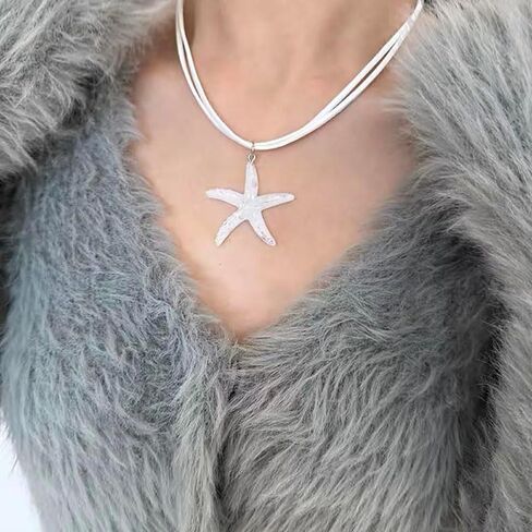 Boho Starfish Necklace Bracelet Set Seashell Necklace Bracelet Set Beach Summer Beach Jewelry Set for Women Girls in Saudi Arabia