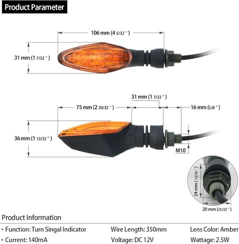 Universal LED Turn Signal Light for Kawasaki for Honda for Yamaha for Suzuki - Amber Lens in Saudi Arabia