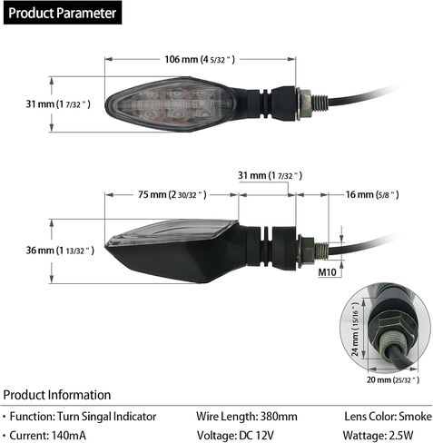 Universal LED Turn Signal Light for Kawasaki for Honda for Yamaha for Suzuki - Amber Lens in Saudi Arabia